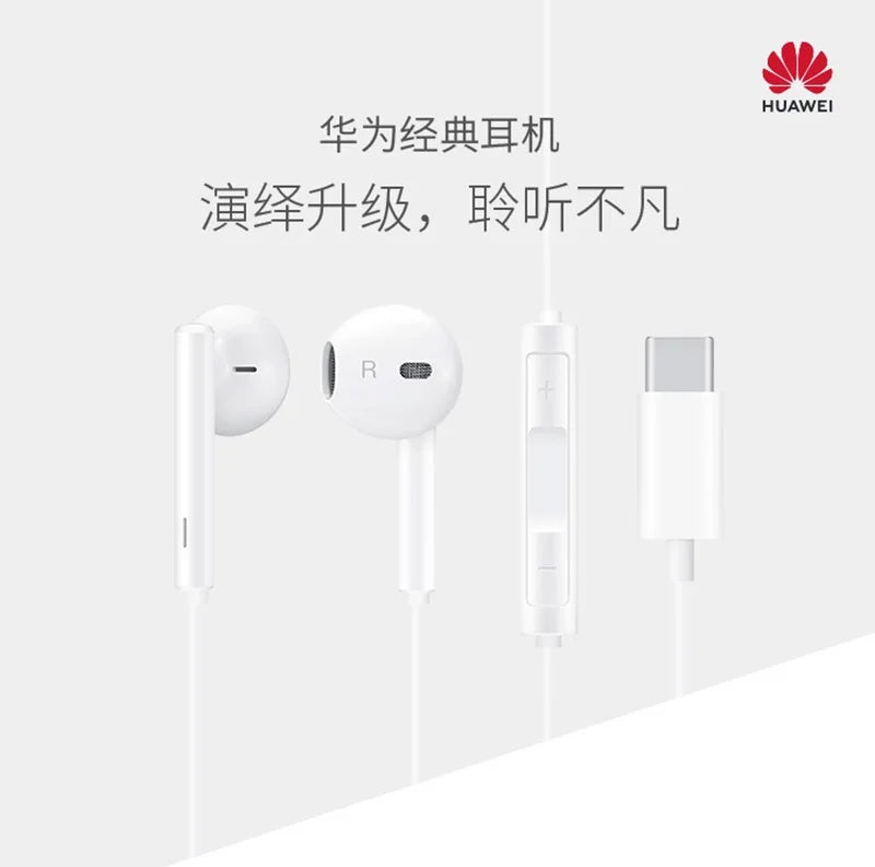 Huawei-CM33 Fones de ouvido com fio, meio fone de ouvido, Hi-Res Audio Certificated Headset, microfone Earbuds, original