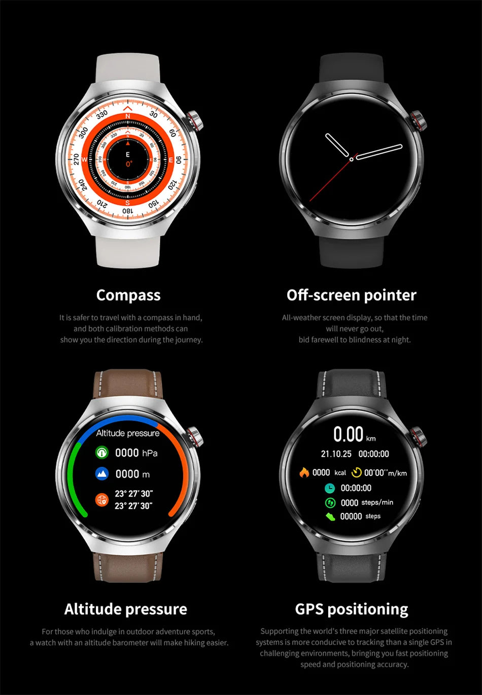 Huawei GT4 Pro Smartwatch Impermeável para Homens, GPS, NFC, 360x360, Tela AMOLED, Chamada Bluetooth, Design Ultra-Slim, Vida útil da bateria durável, 1,82"