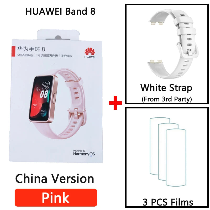 HUAWEI-Banda Inteligente 8, Smartband de Freqüência Cardíaca, Todo o dia, Oxigênio no Sangue, Tela AMOLED 1,47 '', Bateria de 2 Semanas, Original, Novo, 2023