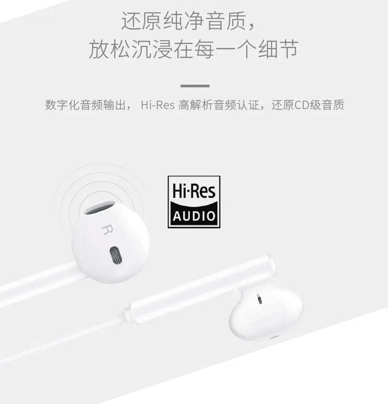 Huawei-CM33 Fones de ouvido com fio, meio fone de ouvido, Hi-Res Audio Certificated Headset, microfone Earbuds, original