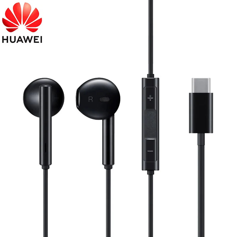 Huawei-CM33 Fones de ouvido com fio, meio fone de ouvido, Hi-Res Audio Certificated Headset, microfone Earbuds, original