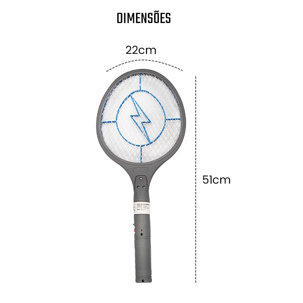 Raquete elétrica mata insetos - recarregável - mata moscas e pernilongos - Sortido