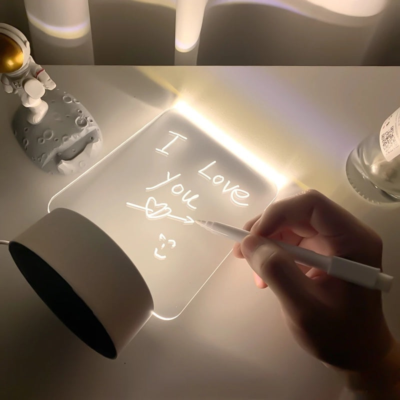 Placa LED Usb para notas, mensagem criativa com caneta, iluminação e decoração